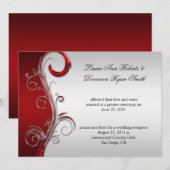 Rood en Zilver Post Wedding Kaart (Voorkant / Achterkant)