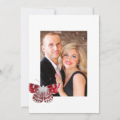 Rood en Zilver  Roos Wedding Foto Kaart (Achterkant)