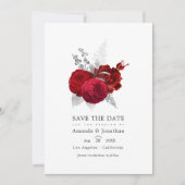 Rood en Zilver Roos Wedding Foto Save The Date (Voorkant)