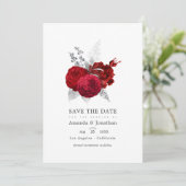 Rood en Zilver Roos Wedding Foto Save The Date (Staand voorkant)