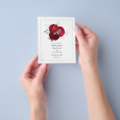 Rood- en zilveren Floral Wedding Flyer (Hand)