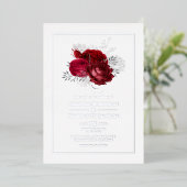 Rood- en zilveren Floral Wedding Folie Uitnodiging (Staand Voorkant)