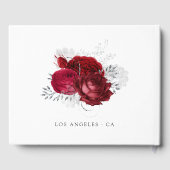 Rood- en zilveren Floral Wedding Gastenboek (Achterkant)