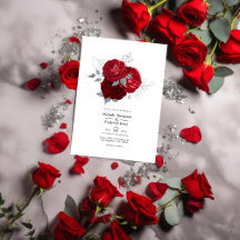 Rood- en zilveren Floral Wedding