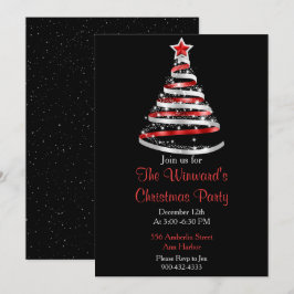 Rood- en zilveren kerstboom kaart