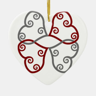 Rood en zilveren Maori-harten Kerstornament Keramisch Ornament