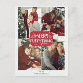 Rood en zilveren sterren Merry Alles Multi Photo Feestdagenkaart (Voorkant)