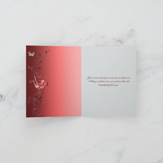 Rood en Zilveren Vlinders Bedankkaart (Binnen)