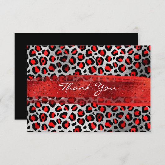 Rood- en zilverfoliepleepenseel Slag Bedankkaart (Voorkant / Achterkant)