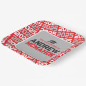 Rood en Zilvergrijs Gepersonaliseerd Afstuderen Papieren Bordje (Gebogen)