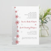 Rood- en zilvergrijze uitnodiging voor bruiloft (Staand voorkant)