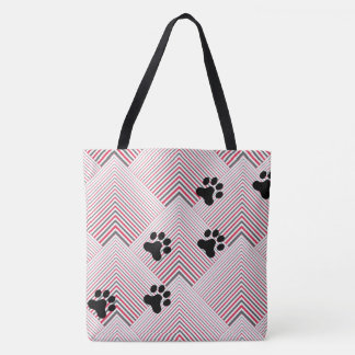 Rood- en zilverhandtas tote bag