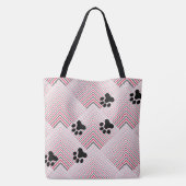Rood- en zilverhandtas tote bag (Achterkant)