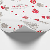 Rood en zilverkleurig kerstpapier met glanzende om cadeaupapier (Hoek)
