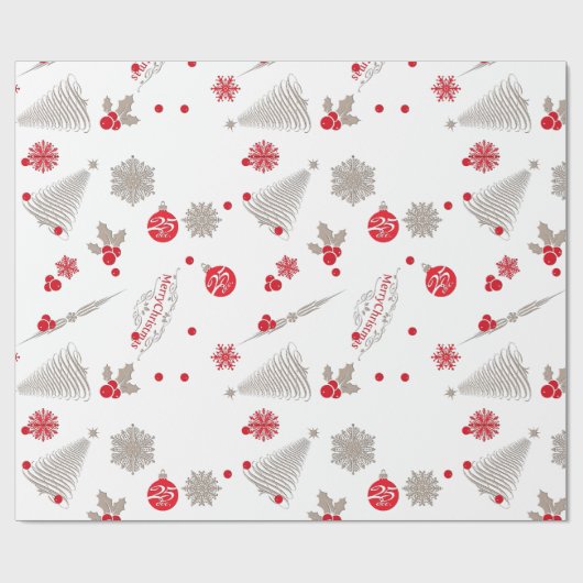 Rood en zilverkleurig kerstpapier met glanzende om cadeaupapier (Vlak)