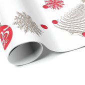 Rood en zilverkleurig kerstpapier met glanzende om cadeaupapier (Rol Hoek)