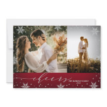 Rood- en zilversneeuwvlokken 2 kerstfoto's