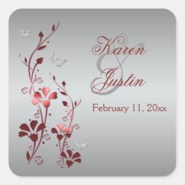 Rood en zilvervlies met Butterflies Sticker