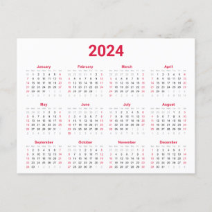 Rood en Zwart 2024 Jaar in het kort Kalender Briefkaart