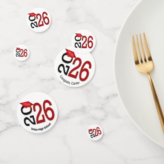 Rood en zwart 2025 Afstuderen Confetti (Groep)
