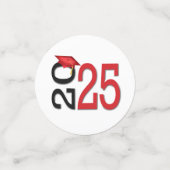 Rood en zwart 2025 Afstuderen Confetti (Kleine voorkant)