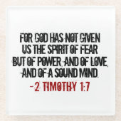 Rood en Zwart 2 Timoteüs 1:7 Glazen Onderzetter (Voorkant)