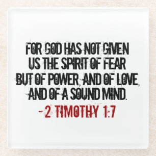 Rood en Zwart 2 Timoteüs 1:7 Glazen Onderzetter