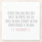 Rood en Zwart 2 Timoteüs 1:7 Glazen Onderzetter (Achterkant)