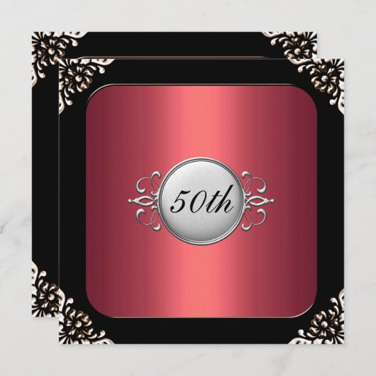 Rood en zwart 30e verjaardagsfeestje kaart (Voorkant / Achterkant)