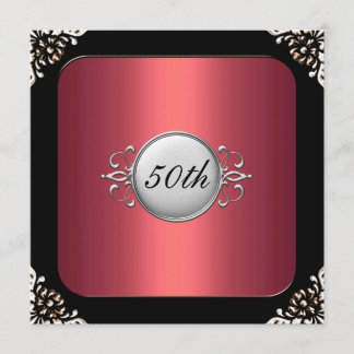 Rood en zwart 30e verjaardagsfeestje kaart