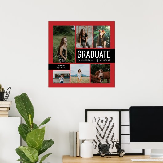 Rood en zwart 6 Foto Afstuderen Poster (Thuiskantoor)