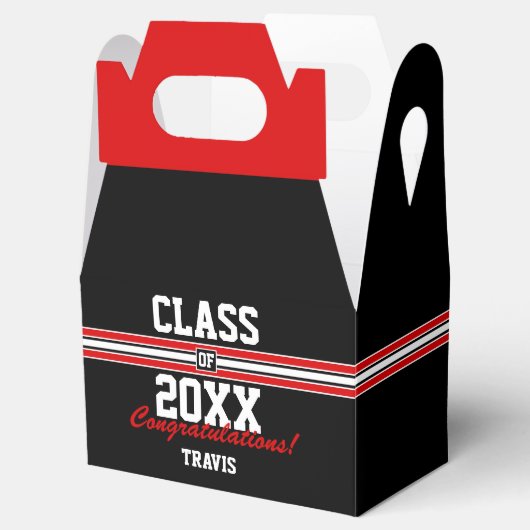 Rood en zwart, aangepaste Afstuderen voor draagtas Bedankdoosjes (Geopend)