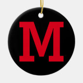 Rood en Zwart Aangepaste Naam Grote Initiaal Lette Keramisch Ornament (Voorkant)