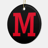 Rood en Zwart Aangepaste Naam Grote Initiaal Lette Keramisch Ornament (Links)