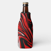 Rood en zwart Abstract Flesjeskoeler (Fles Voorkant)