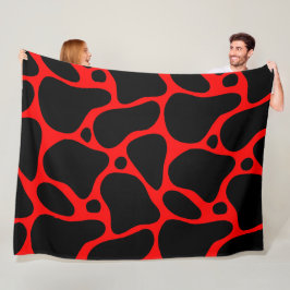 Rood en zwart abstract girafpatroon fleece deken