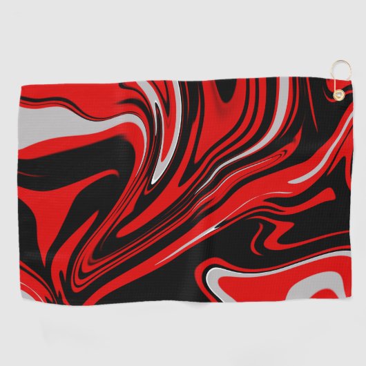 Rood en zwart Abstract Golfhanddoek (Horizontaal)