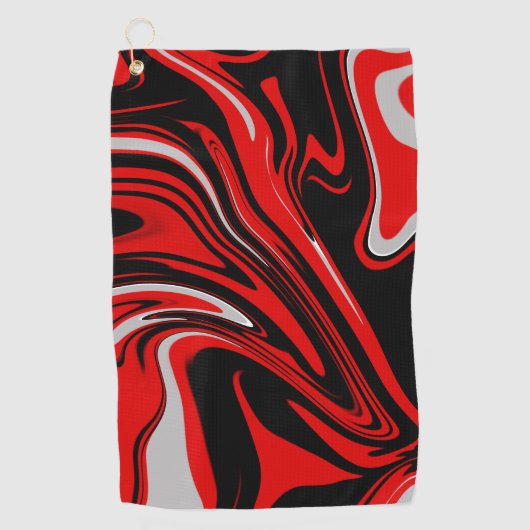 Rood en zwart Abstract Golfhanddoek (Voorkant)