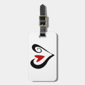 Rood en zwart Abstract Hart Modern Romantisch Bagagelabel (Voorkant verticaal)