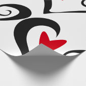 Rood en zwart Abstract Hart Modern Romantisch Cadeaupapier