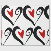 Rood en zwart Abstract Hart Modern Romantisch Cadeaupapier (Vlak)