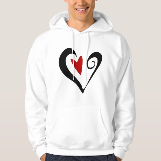 Rood en zwart Abstract Hart Modern Romantisch Hoodie (Voorkant)