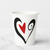 Rood en zwart Abstract Hart Modern Romantisch Papieren Bekers (Voorkant)