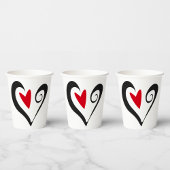 Rood en zwart Abstract Hart Modern Romantisch Papieren Bekers