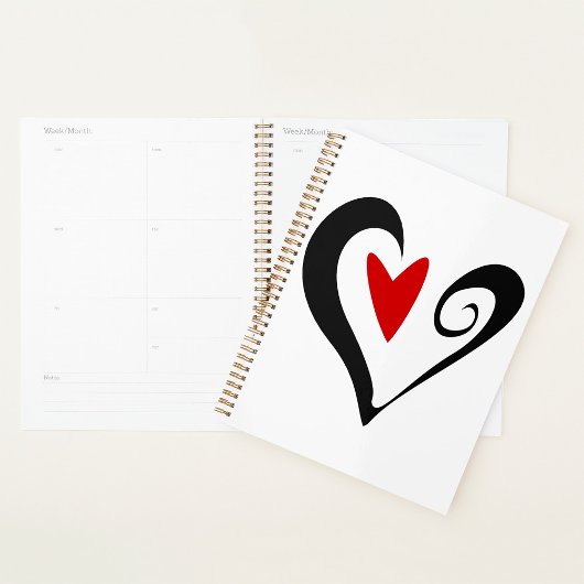 Rood en zwart Abstract Hart Modern Romantisch Planner