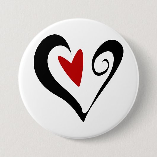 Rood en zwart Abstract Hart Modern Romantisch Ronde Button 7,6 Cm (Voorkant)