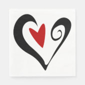 Rood en zwart Abstract Hart Modern Romantisch Servet (Voorkant)
