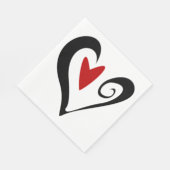 Rood en zwart Abstract Hart Modern Romantisch Servet (Hoek)