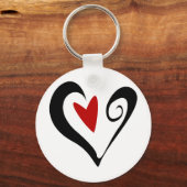 Rood en zwart Abstract Hart Modern Romantisch Sleutelhanger (Voorkant)