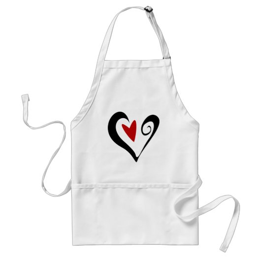 Rood en zwart Abstract Hart Modern Romantisch Standaard Schort (Voorkant)